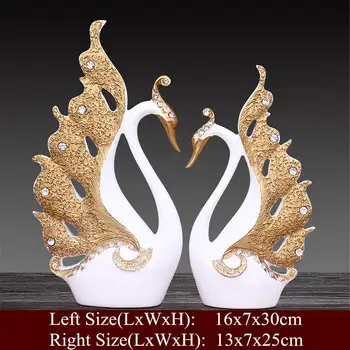 

2Pcs/Set Swan StatueNew Classical Style Resin Crafts Friends Lovers Wedding Gift Animal Figurines Home Decoration Accessories