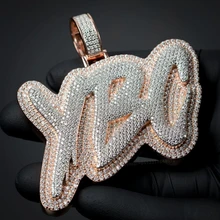 OTIY Hip Hop Full Iced Out S925 Two-Tone Moissanite Diamond Letter  Customized With Own Logo Pendant Necklace charms