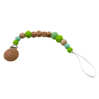 

Baby Pacifier Chain Wooden Nipple Clip Anti-Chain Silicone Beads Pacifier Chain Toy Newborn Pacifier Chain Fun Chupetero Chain