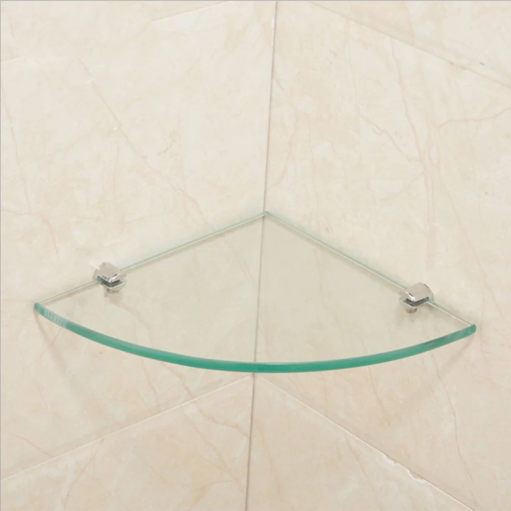 2pcs Glass Corner Shelf Triangle Convenient Useful Bathroom Shelf Wall Organizer Storage Rack for Toilet Bathroom Kitchen A30 3