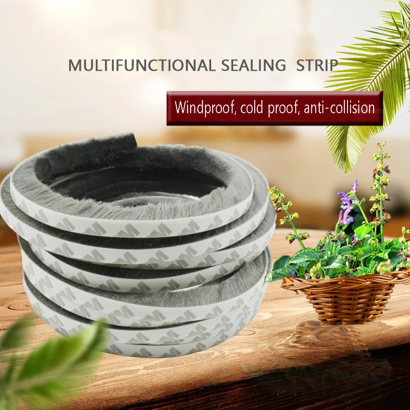 5Meters Self Adhesive Seal Strip Door Draught Excluder Window Pile Seal Film Door Brush Swal glass bathroom home Weather Strip door seal strip sealing strip tape window seal strip sealing tape sealing strip rubber seal strip rubber door weatherstripping door weatherstripping silicone seal strip