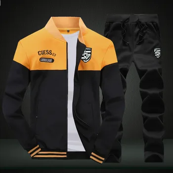 

Autumn jacket + Pants Suit Men's Fashion New Casual Sports Set Men Large Size Slim Fit Collar Jacket Pants 2 Piece Set BB50T