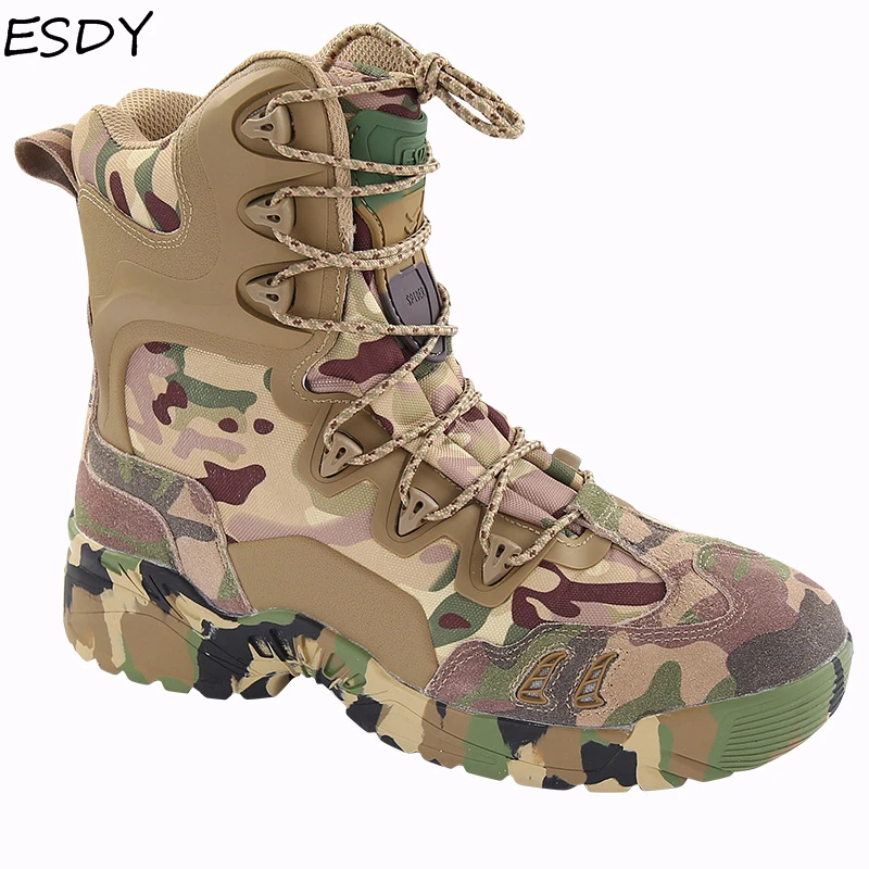 

Esdy Men Winter Boots Men Military Boots Tactical Desert Combat Ankle Boots Army Work Shoes Men Leather Boots Winter Men Shoes