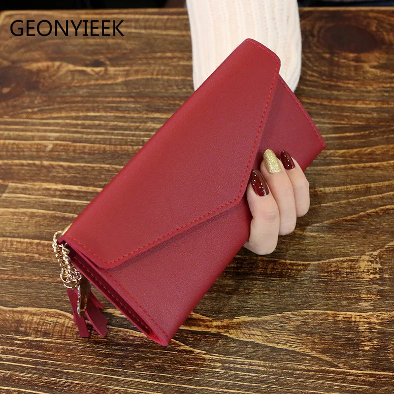 

2020 New Brand Leather Women Wallet High Quality Design Buckle Solid Color Card Bag Long Ladies Clutch Fashion Luxury Coin Purse