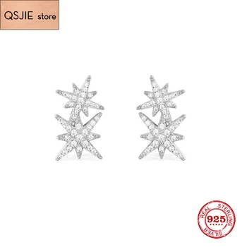 

Fashion Charm Sterling Silver Original 1:1 Copy,Silver Double Meteorites Earrings Luxury Jewelry Gift For Female