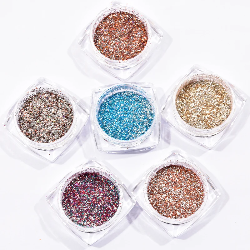 

6Colors/set Nail Art Mixed Size Glitter Hexagon Flake Powder Blue/Red/Gold Chunky Loose Holographic Flake DIY Nail Art Flake,41l