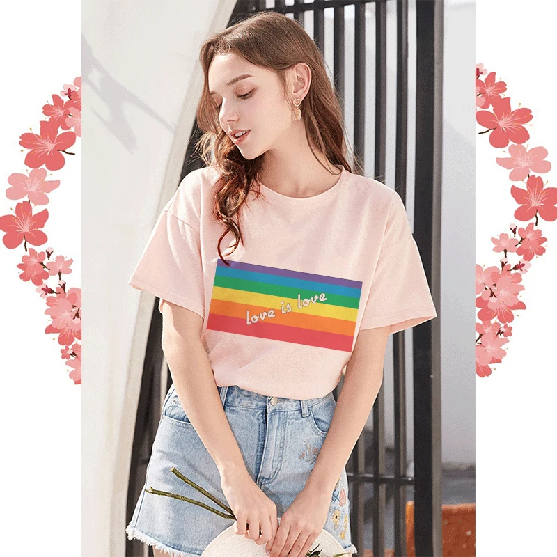 Футболка Harajuku Lgbt Love Is женская футболка для геев и лесбиянок Женская Радужная