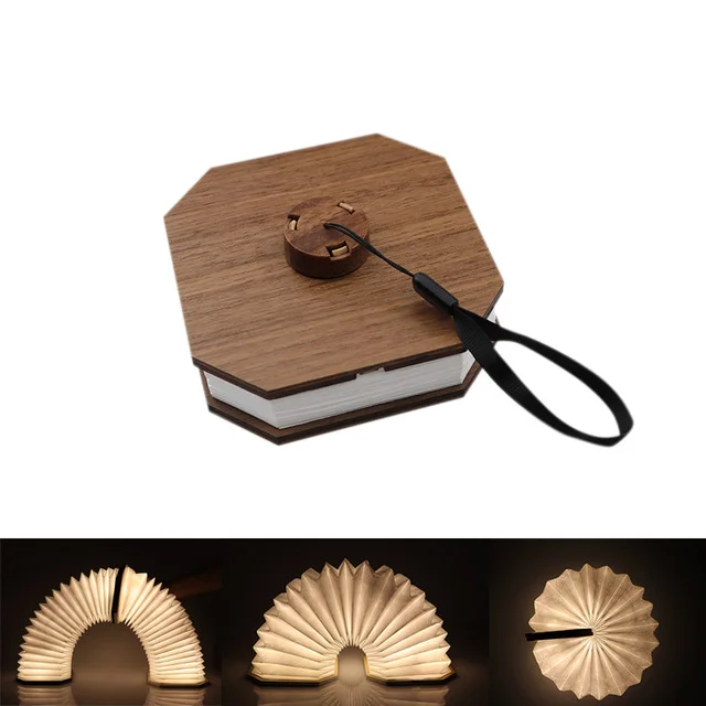 Accordion Walnut Деревянная книжная лампа портативный USB Перезаряжаемый светодиодный магнитный 3 цвета затемняемый складной Ночной светильник Настольная лампа домашний декор дропшиппинг - Цветной: Accordion Walnut