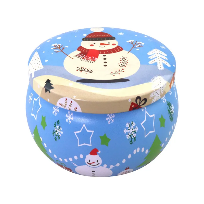 4 Pcs Small Tin Box Christmas Gifts Candy Box Party Decoration Metal Candle Jar with Lid 2.2OZ Handmade Candles Making Container