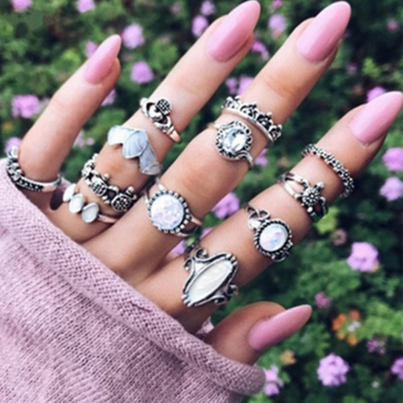 

Vintage Women Bohemian Punk Above Knuckle Rings Set Boho Ring For Women Charm Jewelry Ring Set Indian Jewelry Anillos Muje