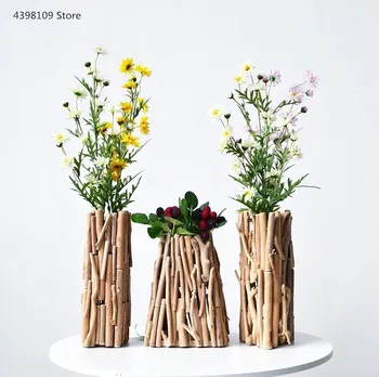 

Pure hand-made wooden vase decoration ornaments creative living room countertop vase European home decoration vase