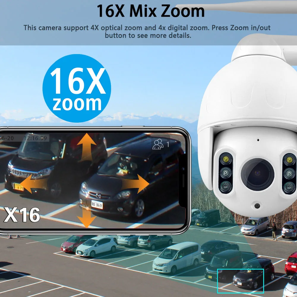 Wanscam K64A 16X Zoom 1080P HD Беспроводная PTZ Wi Fi IP камера P2P датчик движения автоматическое