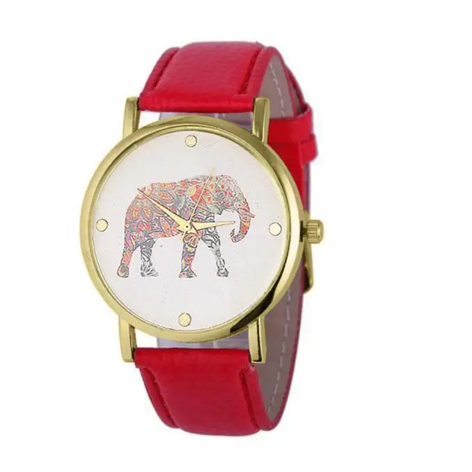 

Women Watch New Elephant Printing Pattern Weaved Leather Quartz Dial zegarki damskie reloj mujer marcas famosas de lujo 2019