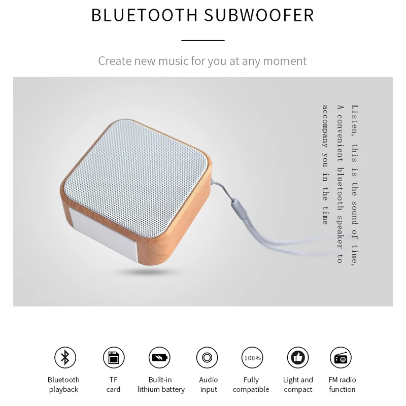 

A70 Wood Grain Portable Wireless Speaker Vintage Mini Bluetooth Loudspeaker With Mic Support TF Card FM Radio For Mobile Phone