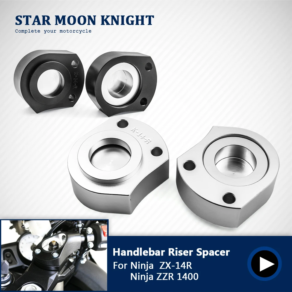 Motorcycle CNC alumium handle bar risers clamp mount Clamp Extend Adapter For Kawasaki Ninja ZX14R ABS 06-2018 ZZR 1400 08-11 | Автомобили