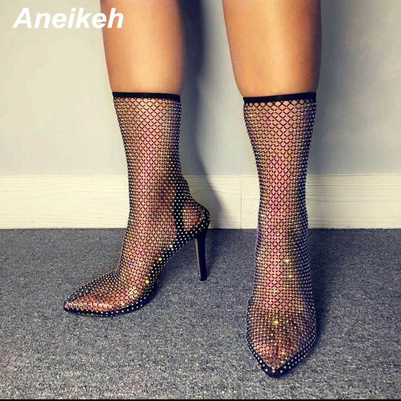 Сандалии Aneikeh женские из прозрачного ПВХ модные блестящие сетчатые босоножки с