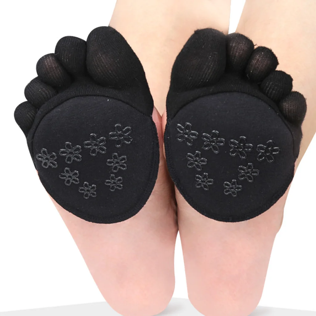 Invisible Toe Socks for Women Liner No Show Five Toes Sock Half Feet Socks with Non-Skid Bottom