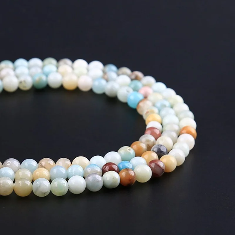8mm 48pcs Natural Blue SandStone Bead 4/6/8/10mm Pick Size Round Loose Spacer Beads Pattern For Jewelry Making DIY Bracelet Necklace - Цвет: 8mm 48pcs