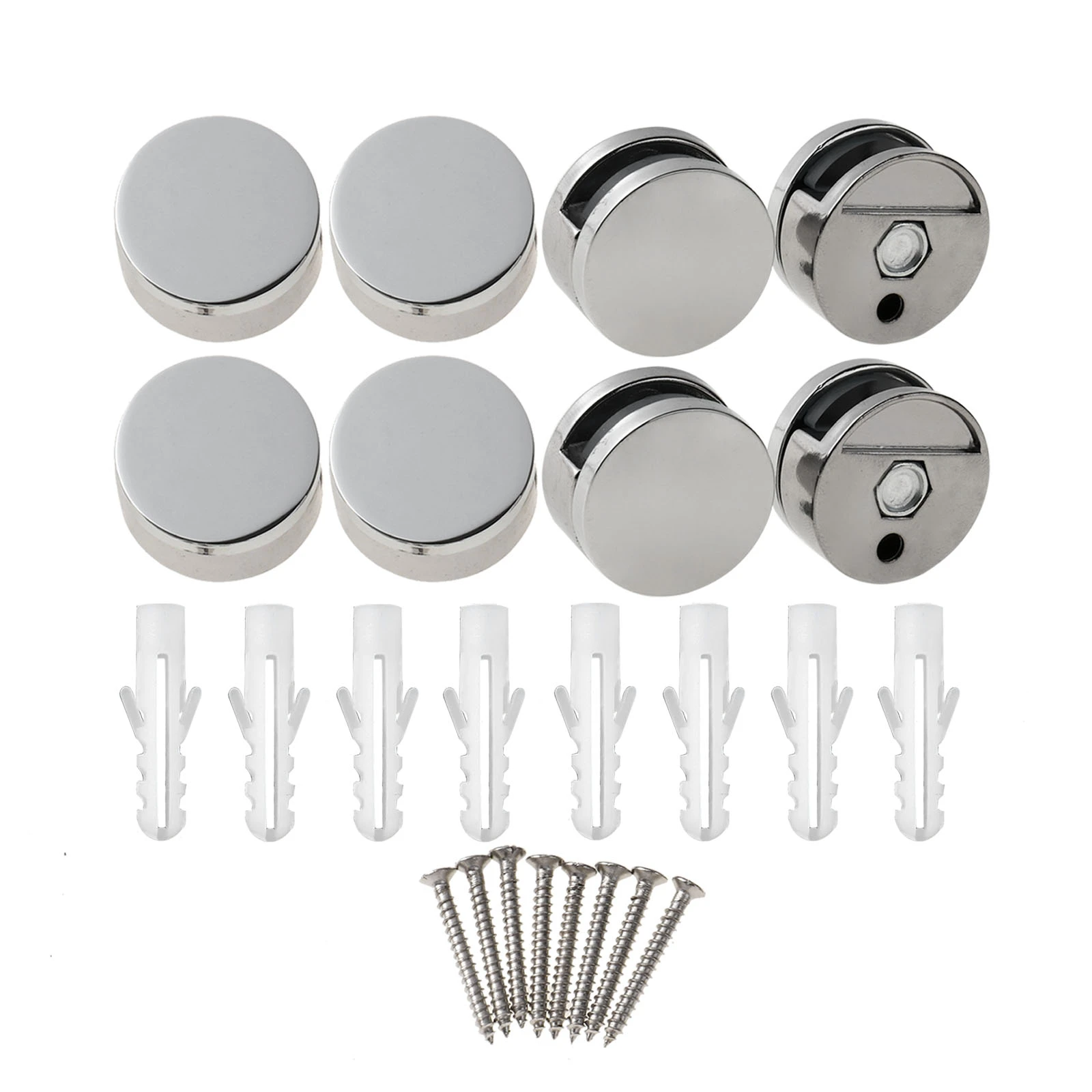 Clips para espejo de baño, Kit de sujetadores colgantes para espejo, retenedores de vidrio de Metal montados en pared, abrazaderas con de goma de tornillo, 8 Uds.|Sets de accesorios