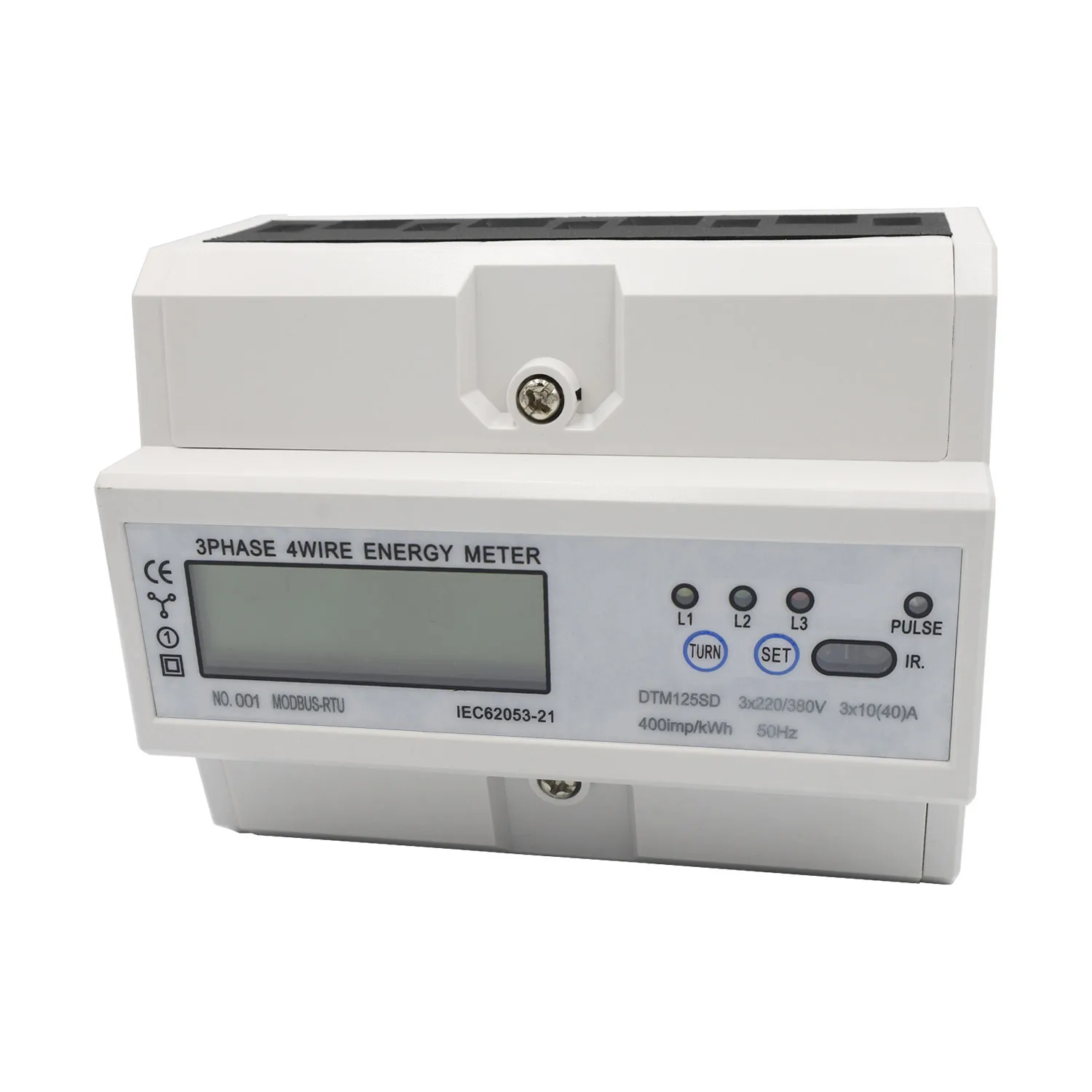 

DIN-Rail Energy Meter 3 Phase 4 Wire RS485 MODBUS Protocol AC220/380V 10(40)A Electronic KWh Meter Power Consumption Monitor