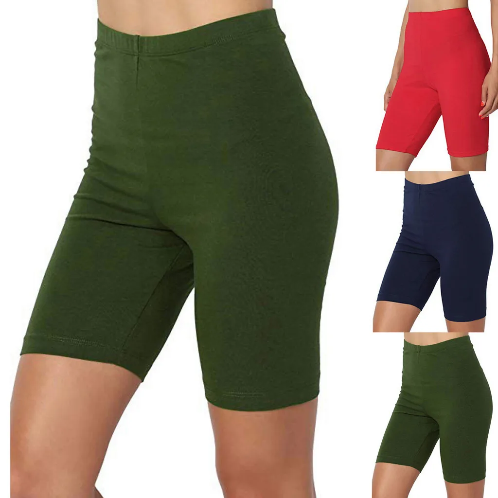 Женские повседневные шорты для фитнеса, летние эластичные спортивные леггинсы до середины бедра для активного отдыха, короткие леггинсы с завышенной талией, штаны, леггинсы для фитнеса