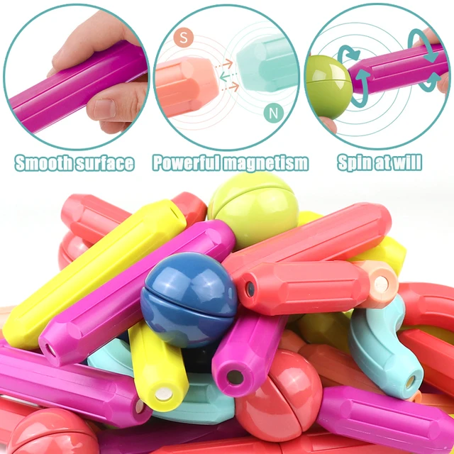25-64Pcs Big Size Magnetic Stick Building Blocks game magnets children Set Montessori Educational Toys For Children Boy Girl 4
