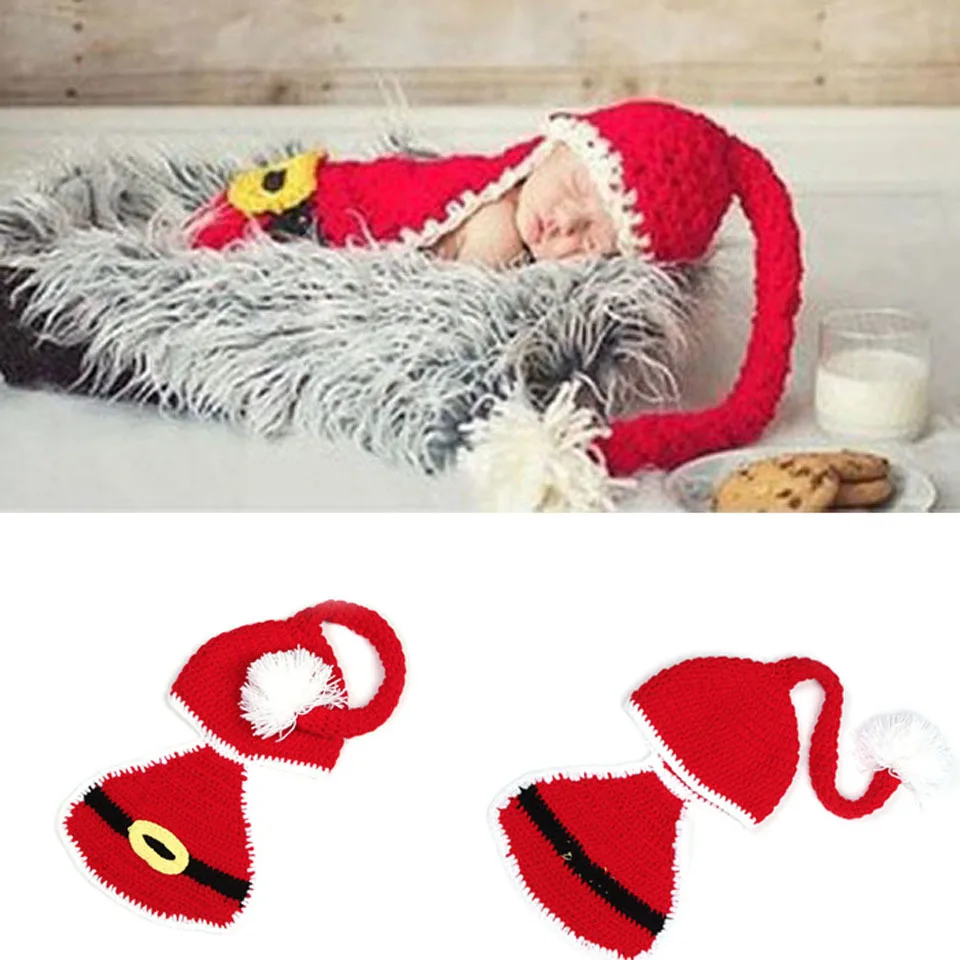 Реквизит для фотосессии; вязаная крючком шапка для мальчиков и девочек на год; Рождественский костюм для новорожденных; Одежда для новорожденных; реквизит для фотосессии; одежда Санта-Клауса - Цвет: 13052