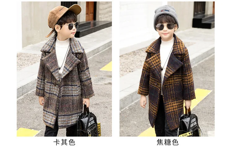 Children Woolen Jacket BOY'S Autumn And Winter New Style Korean-style Mid-length Thick Woolen Overcoat Childrenswear