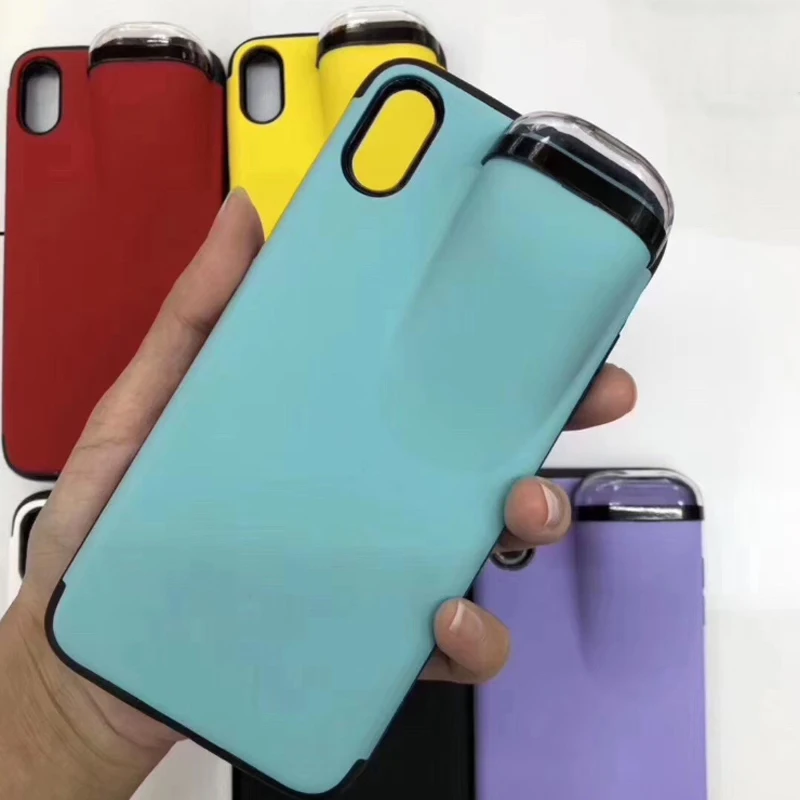 2 в 1 чехол для телефона с Airpods iPhone 11 Pro Max Xs XR 8 7 Plus силиконовый держателем AirPods