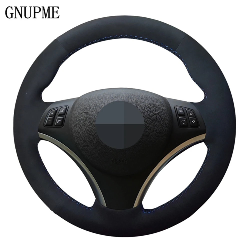 Handstitched Black Suede Diy Car Steering Wheel Cover For Bmw E90 320i