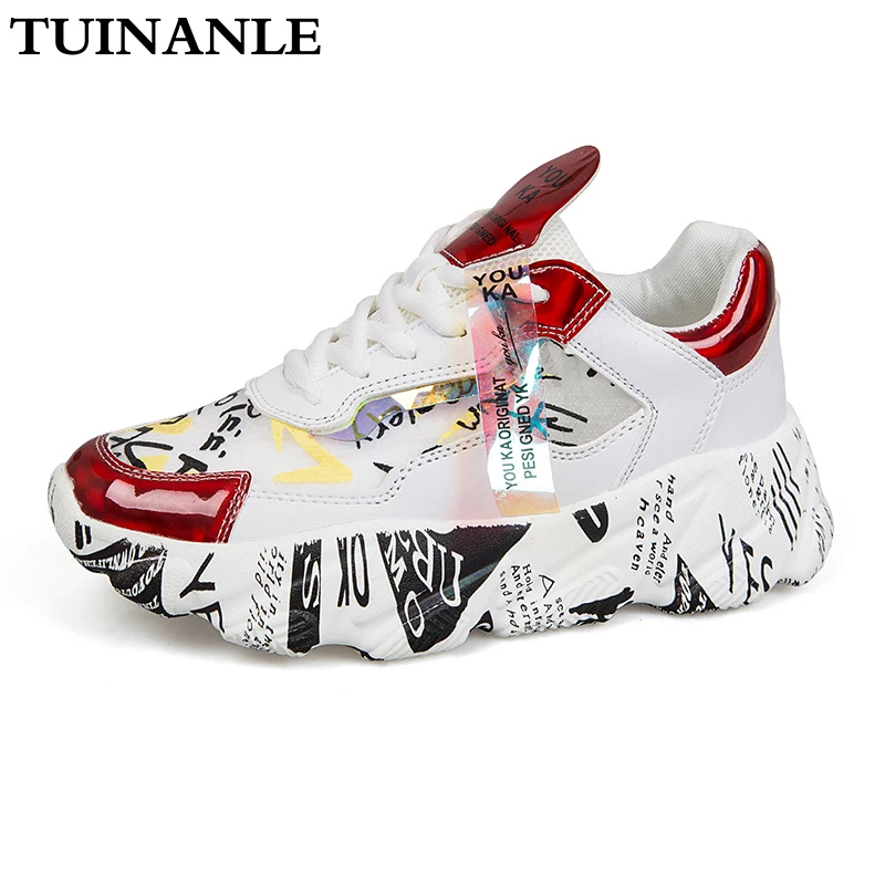 

TUINANLE 2020 NEW Women Chunky Sneakers Platform Autumn Shoes Sequined Casual Bling Female Red Dames Dad Shoe Zapatillas Mujer