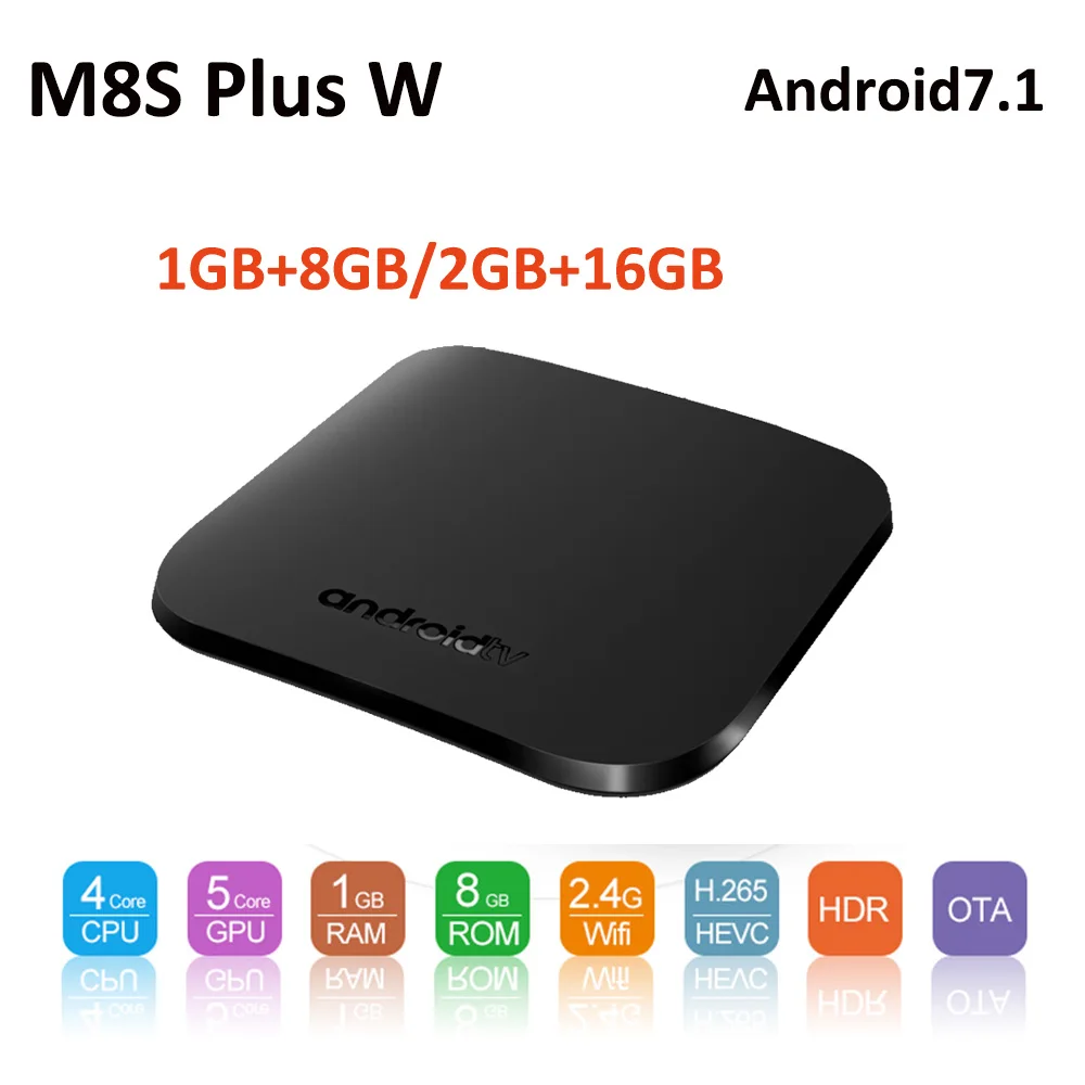 M8S Plus W tv BOX Android 7 1 четырехъядерный процессор Amlogic ГБ ОЗУ 8 Гб ПЗУ смарт-медиаплеер 2 4