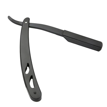 

Stainless Steel Folding Straight Hair Razor Beard Shaver Hair Removal Tools Antique Black Men Shaving Barber Tools Without Blade