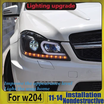 

ar headlight For Benz W204 headlights 2011-2014 C180 C200 C260 led headlight led drl H7 hid Bi-Xenon Lens low beam Front light