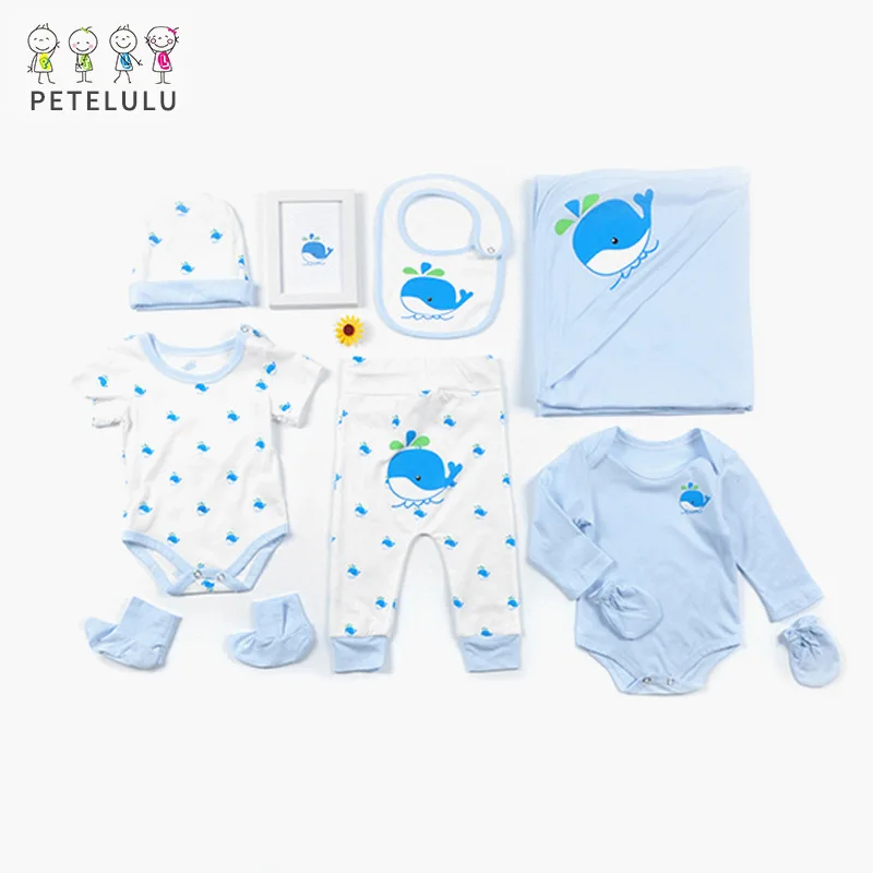 

2020 New Style Infant Gift Set Newborns Baby Clothes Organic Colored Cotton Eight Sets