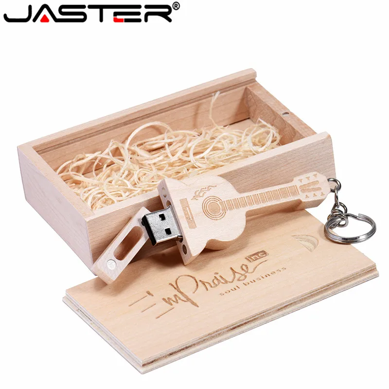 Usb флеш накопитель JASTER 4 64 Гб с деревянной бамбуковой гитарой и логотипом в
