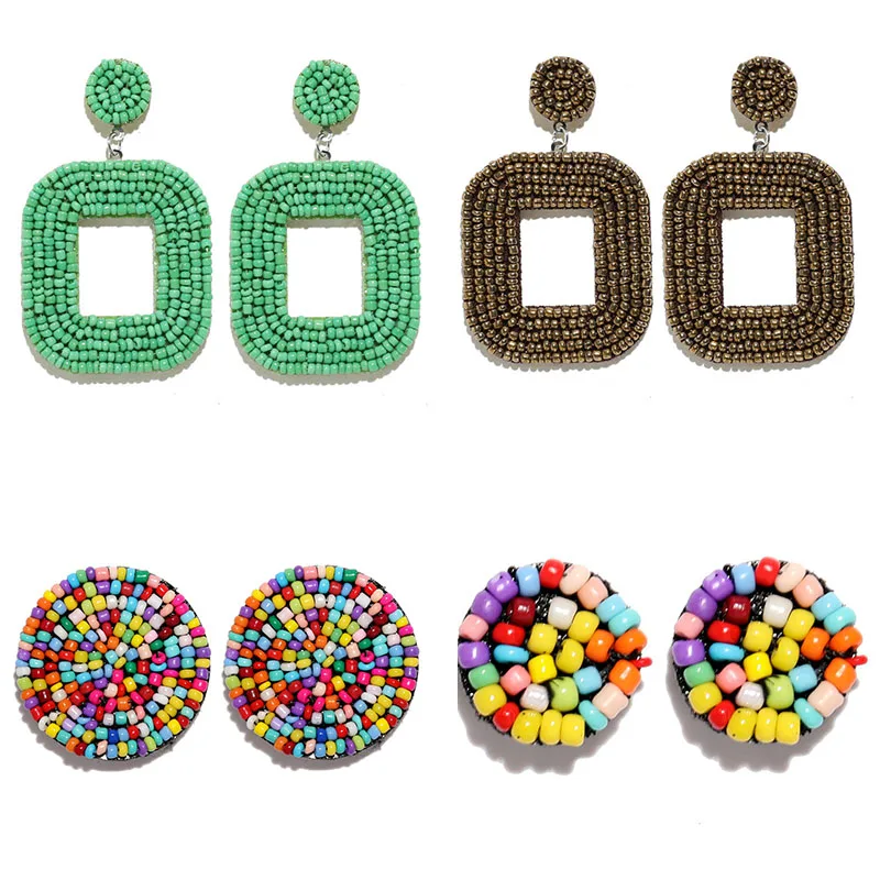 

CWEEL INS Fashion Bohemian Dangle Drop Earrings for Women Ethnic Colorful Statement Earrings Beads Fringe Wedding Jewelry Party