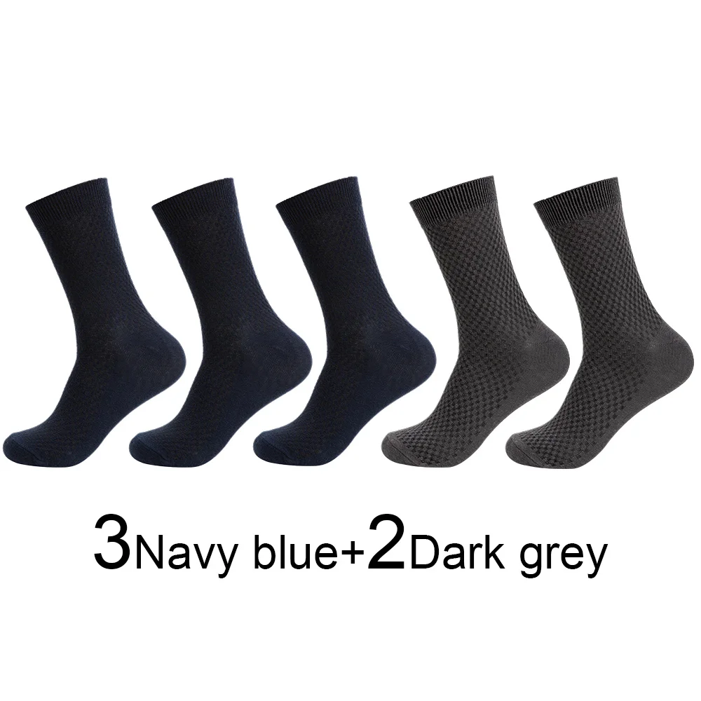 5 Pairs Bamboo Fiber Men's Socks Autumn Winter Deodorant Business Socks Men Long Size EUR 40-46 High Quality - Цвет: 11