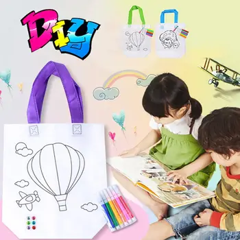 

Non-woven Fabrics DIY Graffiti Non-woven Tote Bag Beads Color Filling Marker Pen Kid Education Toy for kids