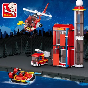 

425Pcs City Fire Training Building Blocks Sets Fire Fighting Helicopter Car Kids Toys Boys Brinquedos Bricks Christmas Gifts