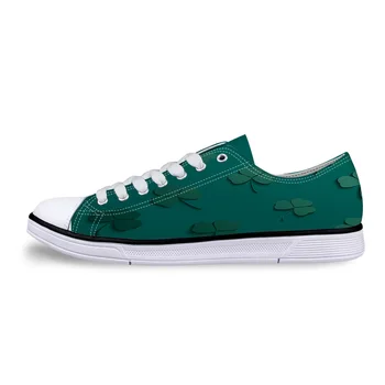

St. Patrick'S Day Clover Unisex Canvas Shoes For Men Classic Flats Canvas Shoes Teen Boys Studnets Low Top Sneakers