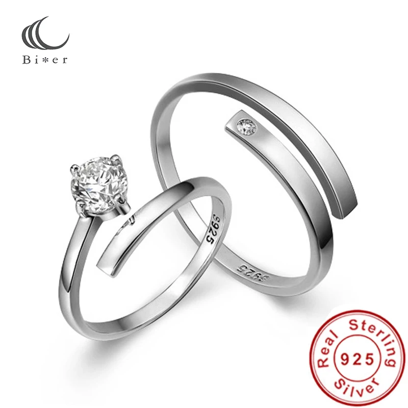 Silver Color Adjustable Open Ring Crystal Rhinestone Zircon Inlaid Couple For Valentine's Day Wedding Gift | Украшения и