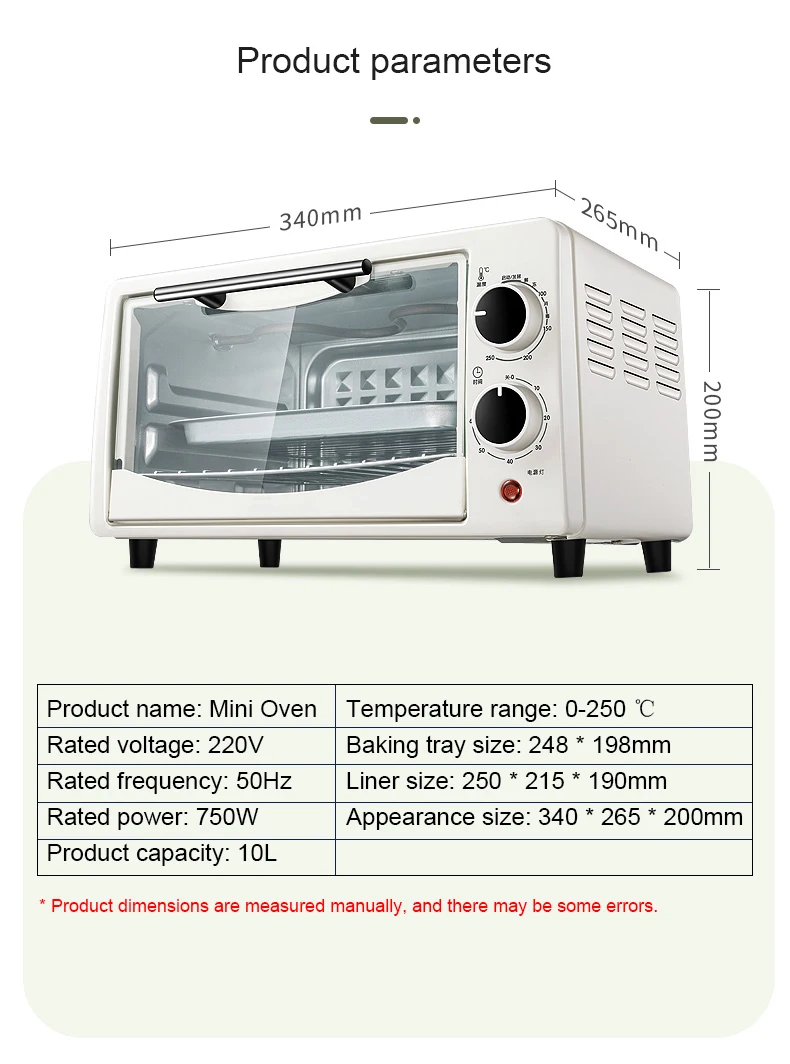 mini oven sizes