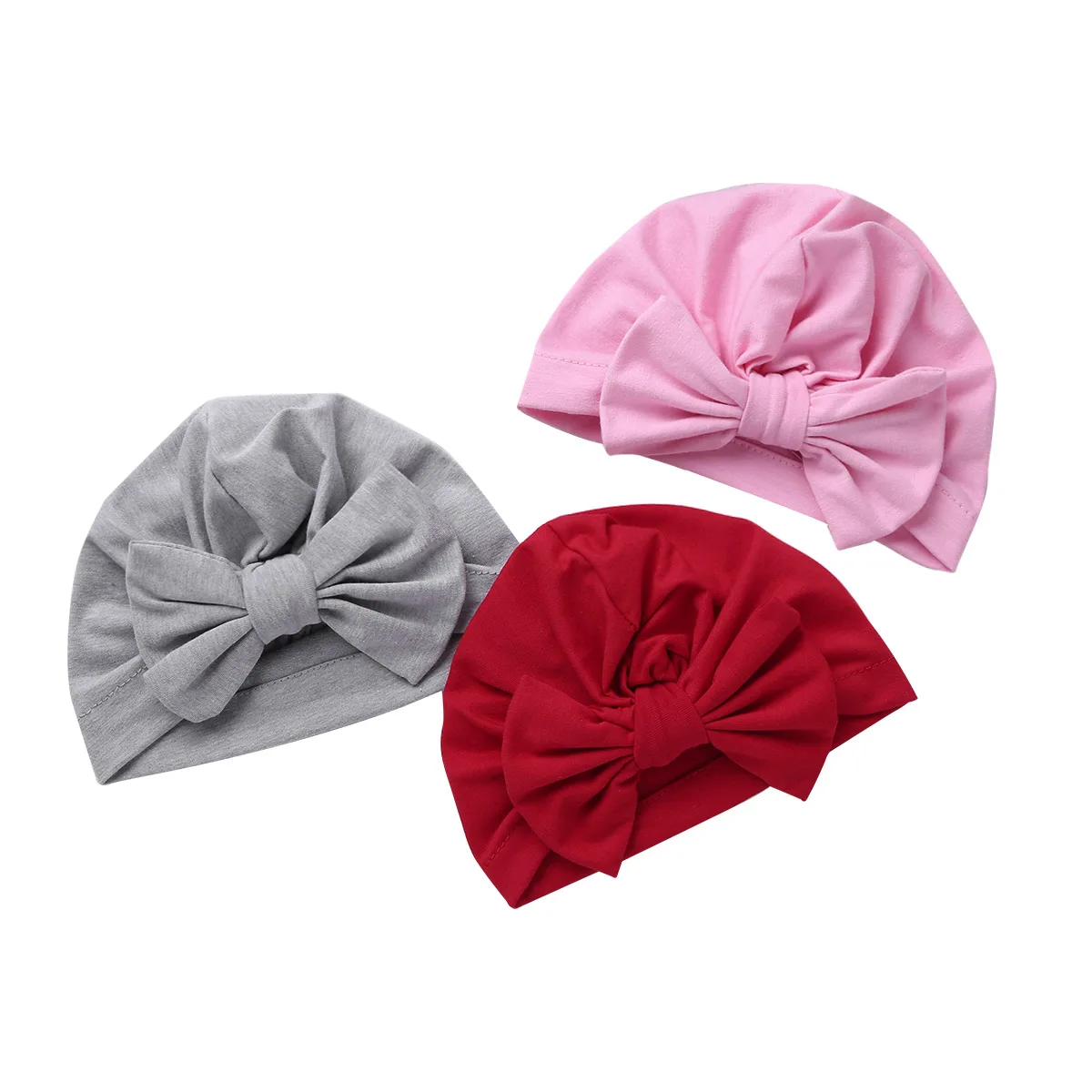 3Pcs Newborn Infant Baby Hat Boys Girls Cute Soft Cotton Turban Knotted Cap Beanie Headwear Birthday Party Photography Props