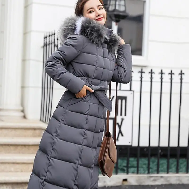 YICIYA Winter Women Down Jacket Long Hooded Fashion Snow Clothing Warm Cotton-padded Long Sleeve Pa