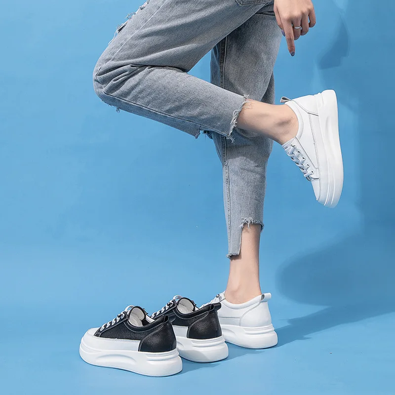 Fashion White Breathable Net Sneakers Women Low-Heel Flat Platform Ladies Lace-Up Fashion White Shoes Zapatos De Mujer Zapatos 4