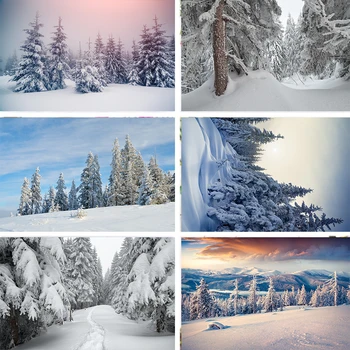

Nitree Mountain Pine Tree Forest Photography Sunligh Landscape Snow Backdrop Photo Studio Props Photophone Background Vinyl