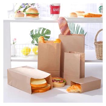 

10pcs Kraft Paper Bags Food Tea Small Gift Bags Sandwich Bread Baking Pouch Party Wedding Supplies Wrapping Takeout Bags