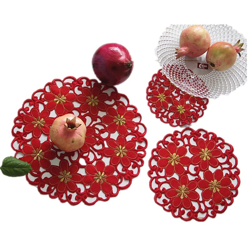 2022 Luxury Lace Embroidery Table Place Mat Pad Cloth Cup Mug Holder Dining Coaster Christmas Glass Placemat Drink Doily Kitchen | Дом и сад