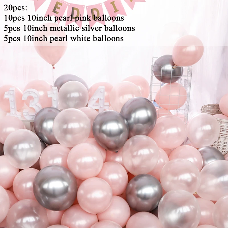 20 шт жемчужно-розовые шары набор конфетти шары хром металлик Globos День рождения Свадебные украшения баллон гелия